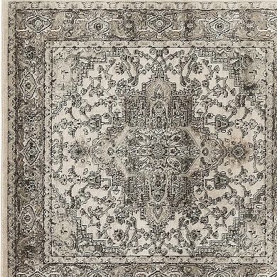 HomeRoots Square Medallion Polypropylene, Polyester Area Rug