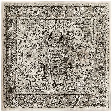 HomeRoots Square Medallion Polypropylene, Polyester Area Rug