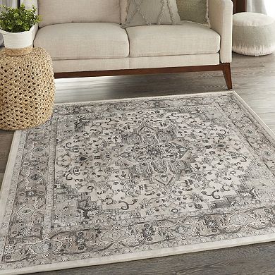 HomeRoots Square Medallion Polypropylene, Polyester Area Rug