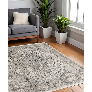 HomeRoots Square Medallion Polypropylene, Polyester Area Rug