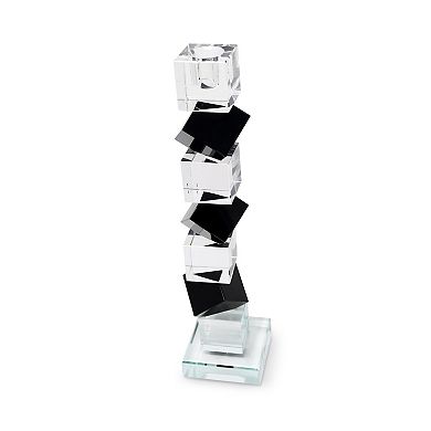 HomeRoots 12" Black And Clear Crystal Tabletop Taper Candlestick