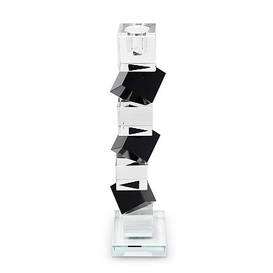 HomeRoots 12" Black And Clear Crystal Tabletop Taper Candlestick