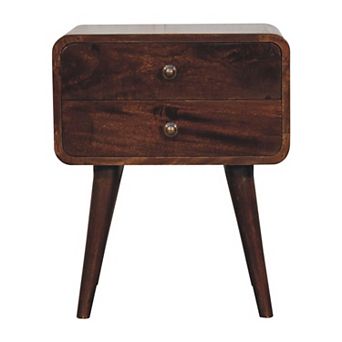 HomeRoots 22" Chestnut Solid Wood Two Drawer Nightstand