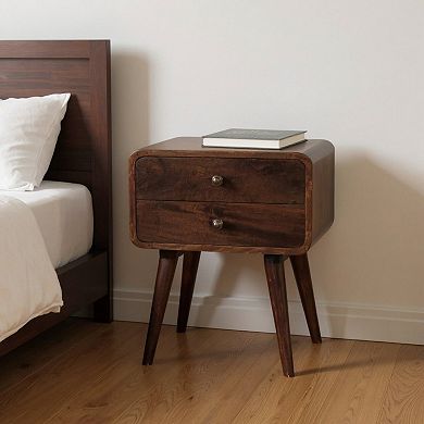 HomeRoots 22" Chestnut Solid Wood Two Drawer Nightstand