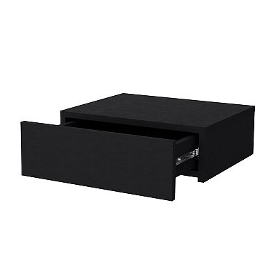 HomeRoots 16" Black Wood One Drawer Floating Nightstand