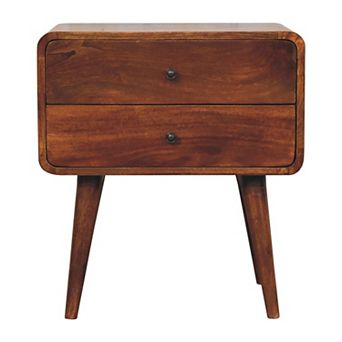HomeRoots 24" Chestnut Solid Wood Two Drawer Nightstand