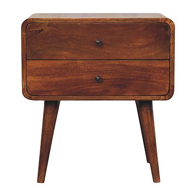 HomeRoots 24" Chestnut Solid Wood Two Drawer Nightstand