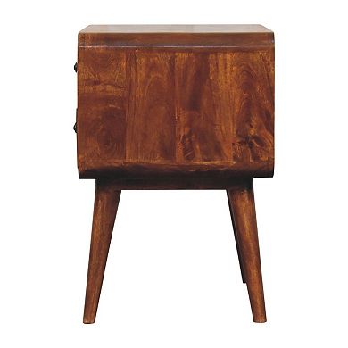 HomeRoots 24" Chestnut Solid Wood Two Drawer Nightstand