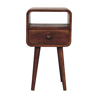 HomeRoots 22" Brown Solid Wood Square One Drawer Nightstand