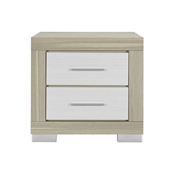 HomeRoots 23" Natural And White Wood Square Two Drawer Nightstand