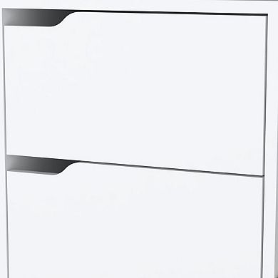 HomeRoots 20" White And Natural Wood Two Drawer Nightstand