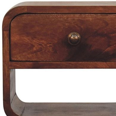 HomeRoots 22" Dark Brown Solid Wood Square One Drawer Nightstand