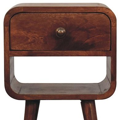 HomeRoots 22" Dark Brown Solid Wood Square One Drawer Nightstand
