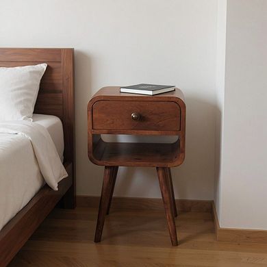 HomeRoots 22" Dark Brown Solid Wood Square One Drawer Nightstand