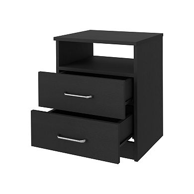 HomeRoots 20" Black Wood Two Drawer Nightstand