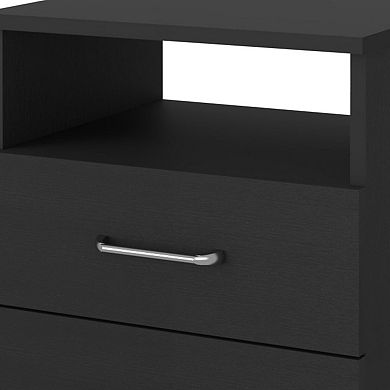 HomeRoots 20" Black Wood Two Drawer Nightstand