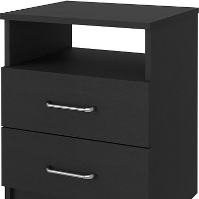 HomeRoots 20" Black Wood Two Drawer Nightstand