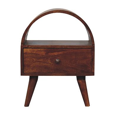 HomeRoots 24" Chestnut Solid Wood Oval Top One Drawer Nightstand