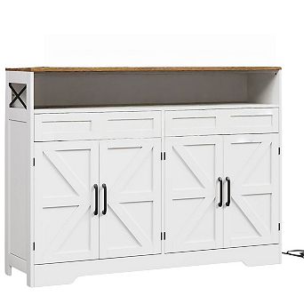 59" Sideboard Buffet Cabinet with Storage, Fluted Console Cabinet with Metal Legs