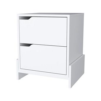HomeRoots 20" White Wood Two Drawer Nightstand