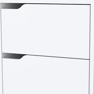 HomeRoots 20" White Wood Two Drawer Nightstand