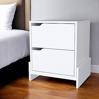 HomeRoots 20" White Wood Two Drawer Nightstand