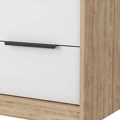 HomeRoots 19" White And Natural Wood Two Drawer Nightstand
