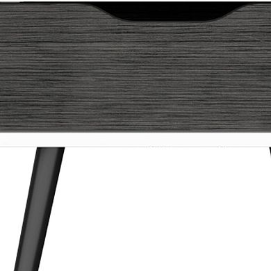 HomeRoots 25" Gray And White Wood One Drawer Nightstand