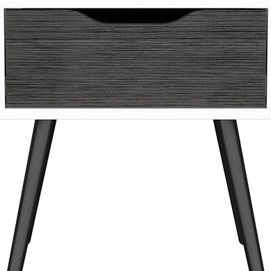 HomeRoots 25" Gray And White Wood One Drawer Nightstand