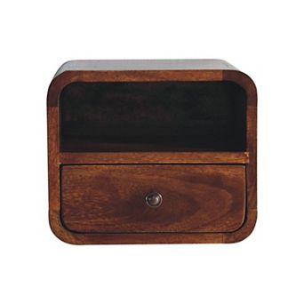 HomeRoots 12" Brown Solid Wood Square One Drawer Floating Nightstand