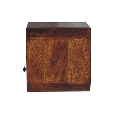 HomeRoots 12" Brown Solid Wood Square One Drawer Floating Nightstand