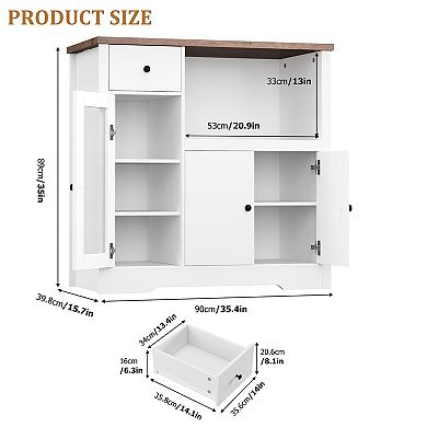 Modern Kitchen Microwave Cabinet with Adjustable Shelves, Drawers, Single & Double Doors