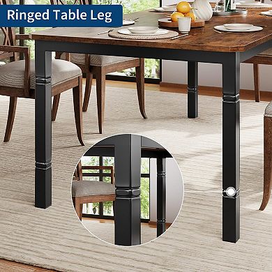 78.7" Farmhouse Dining Table, Sturdy Metal Frame, Wood Top, Easy Assembly for Dining Room