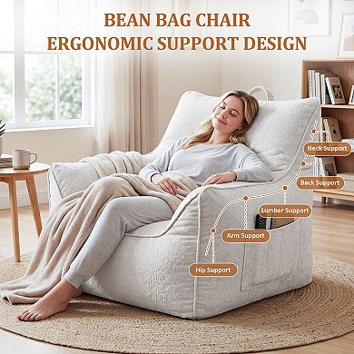 Bean Bag Chair for Adults with Back Support, Comfy Beanbag Sofa for Living Room