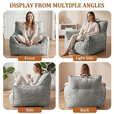 Bean Bag Chair for Adults with Back Support, Comfy Beanbag Sofa for Living Room