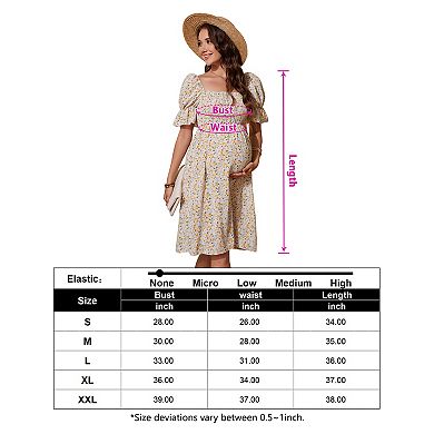 Maternity Ditsy Floral Square Neck Puff Sleeve Midi Dress