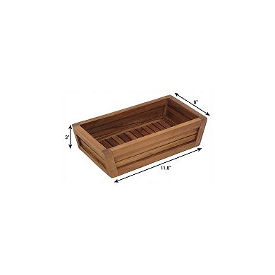 HomeRoots 12" Brown Solid Wood Organizing Box