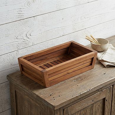 HomeRoots 12" Brown Solid Wood Organizing Box