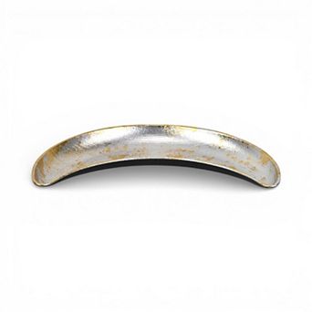 HomeRoots 10" Silver And Gold Metal Handmade Crescent Trinket Tray