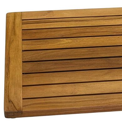 HomeRoots 16" Natural Teak Non Slip Bath Mat
