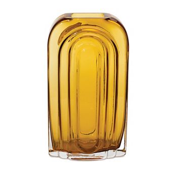 HomeRoots 10" Amber Glass Table Vase