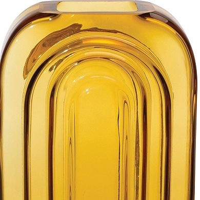HomeRoots 10" Amber Glass Table Vase