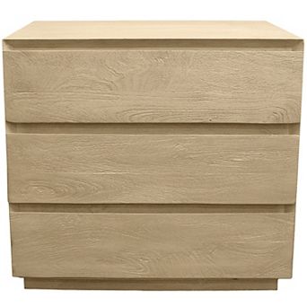 HomeRoots 24" Natural Solid Wood Three Drawer Nightstand