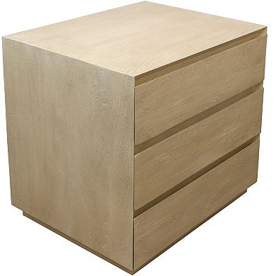HomeRoots 24" Natural Solid Wood Three Drawer Nightstand