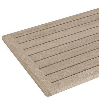 HomeRoots 16" Beige Gray Teak Non Slip Bath Mat