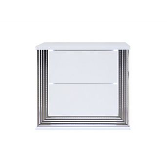 HomeRoots 25" White Solid and Manufactured Wood Lighted Two Drawer Nightstand