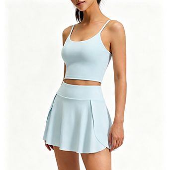 Women's Summer High Waiste Yoga Skort Casual Slit Tennis Sports Dress Short with Pockets