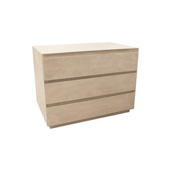 HomeRoots 24" Natural Solid Wood Three Drawer Nightstand