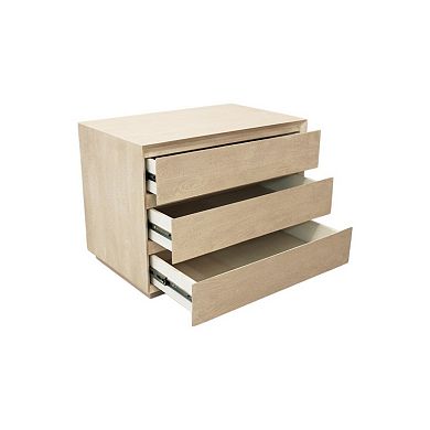 HomeRoots 24" Natural Solid Wood Three Drawer Nightstand