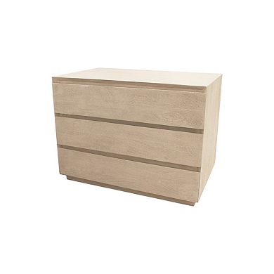 HomeRoots 24" Natural Solid Wood Three Drawer Nightstand